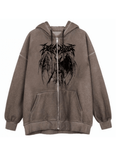 Kapuzenpullover mit Reißverschluss und Skelett-Print